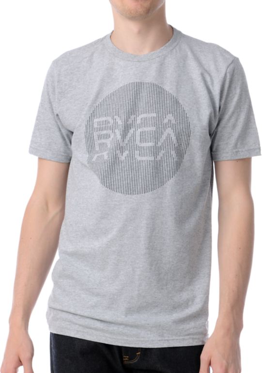 RVCA Stripey Dotty Heather Grey Tee Shirt