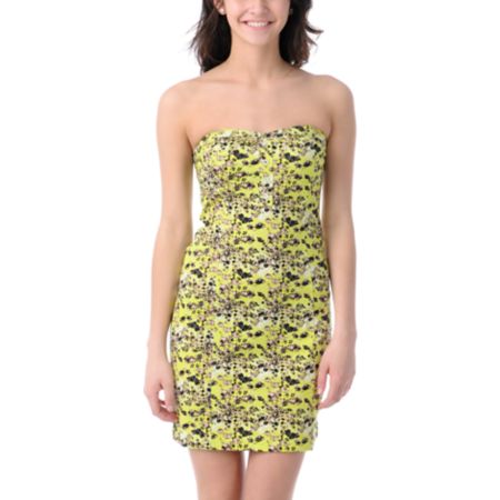 Volcom Hey Poppy Lime & Floral Tube Dress