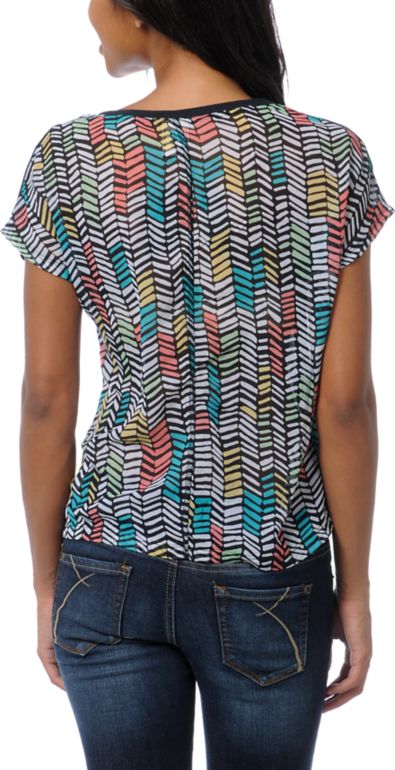 Empyre Finnley Black Multi Knit Woven Shirt