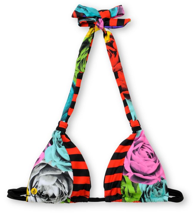 Volcom Girls Waroses Halter Floral Print Bikini Top