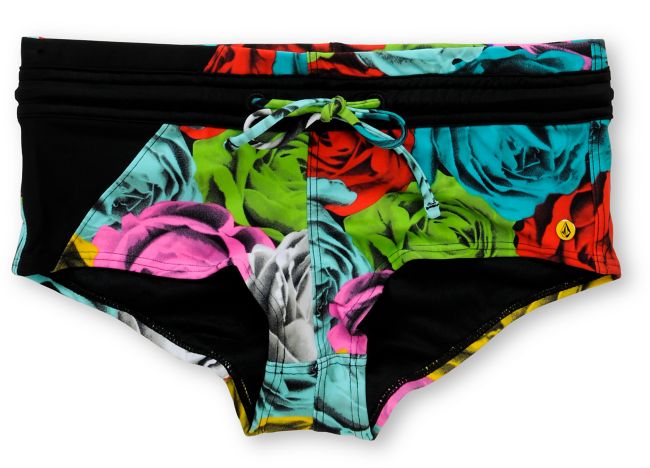 Volcom Girls Waroses Floral Print Bikini Boy Shorts