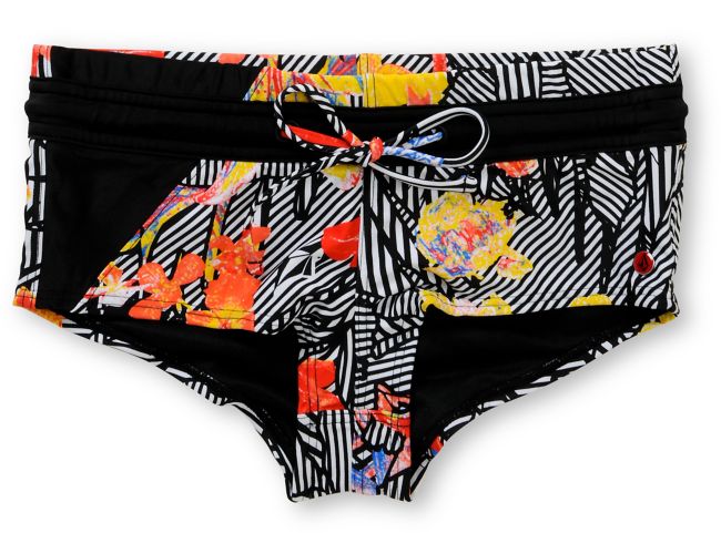 Volcom Girls Waroses Stripe Bikini Boy Shorts
