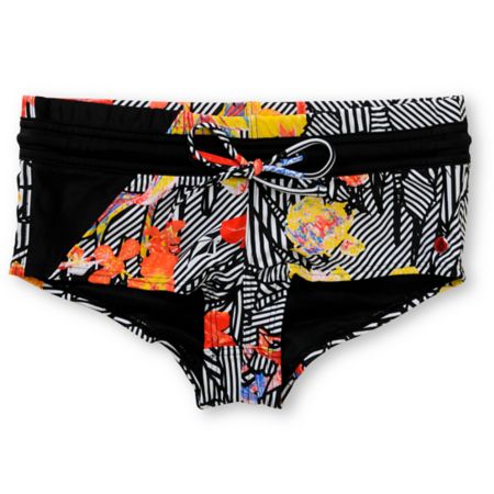 Volcom Girls Waroses Stripe Bikini Boy Shorts