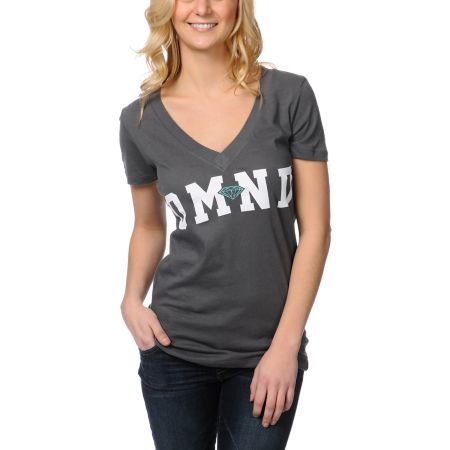 Diamond Supply Girls DMND 98 Charcoal V-Neck Tee Shirt