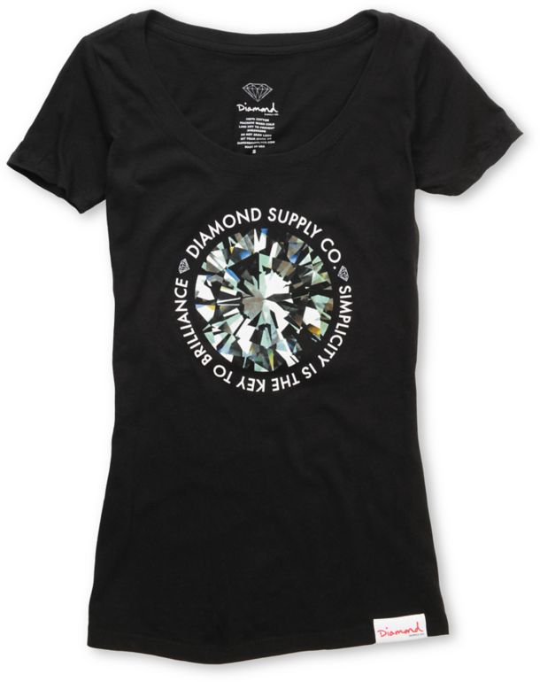 Diamond Supply Simplicity Black Scoop Neck Tee Shirt
