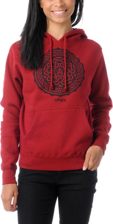Obey Kalifa Garnet Red Pullover Hoodie
