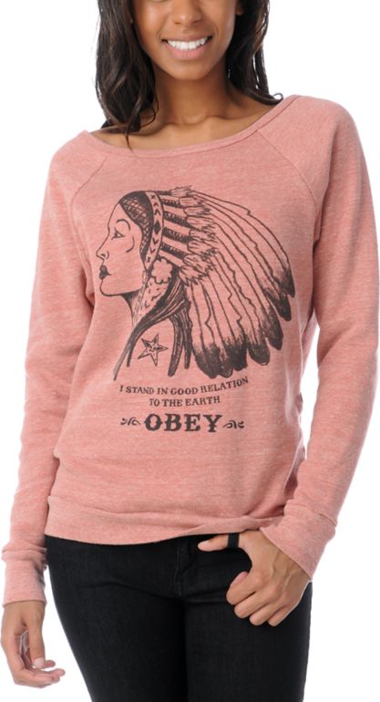 Obey Girls Good Relation To Earth Crew Neck Sweatshirt