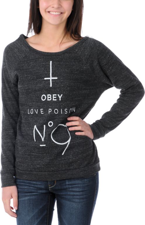 Obey No. 9 Vandal Charcoal Crew Neck Sweatshirt
