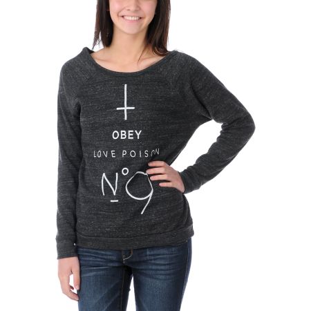 Obey No. 9 Vandal Charcoal Crew Neck Sweatshirt