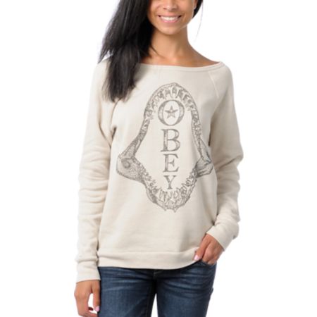 Obey Girls Shark Posse Vandal Crew Neck Sweatshirt