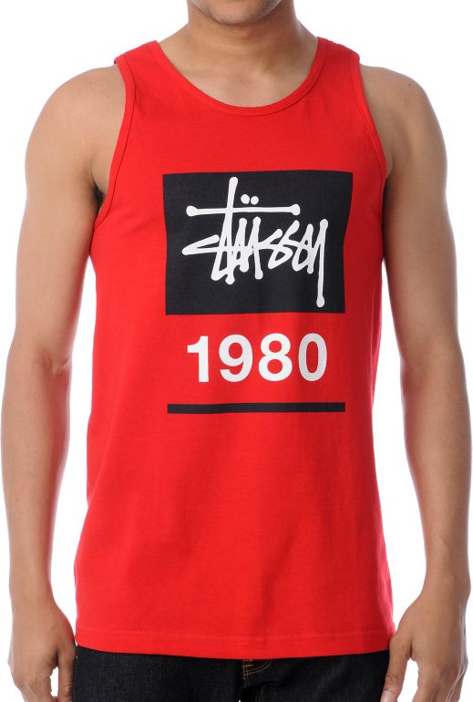 Stussy Stock Box Red Tank Top