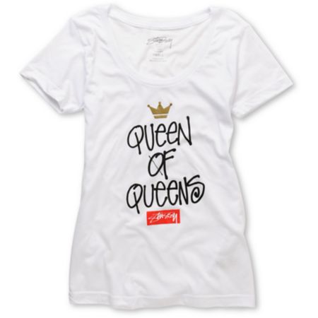 Stussy Girls Queen of Queens White Tee Shirt