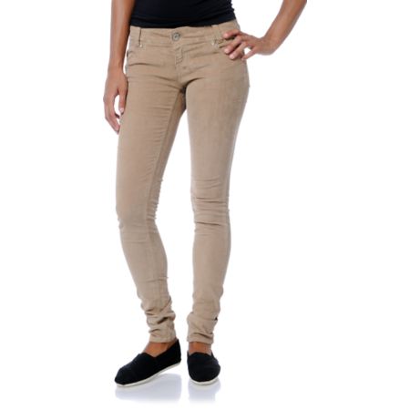 Almost Famous Camel Skinny Corduroy Pants