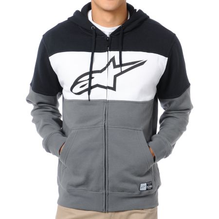 Alpinestars Champ Black, Grey & White Zip Up Hoodie