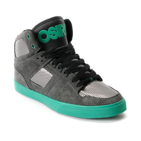 Osiris NYC 83 Vulc Grey & Green Suede High Top Shoe