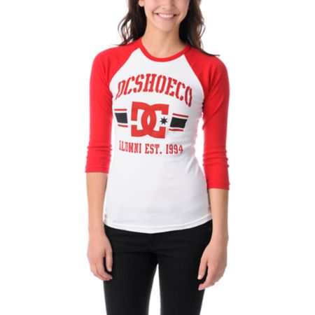 DC Dyrdek Girls Alumni Red & White Baseball Tee Shirt