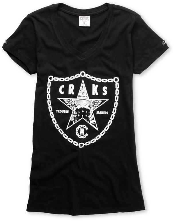 Crooks and Castles CRKS Riders Black V-Neck Tee Shirt