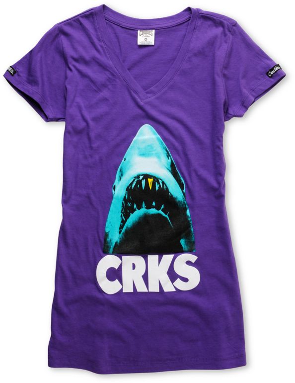 Crooks and Castles Big Bite Purple V-Neck Tee Shirt