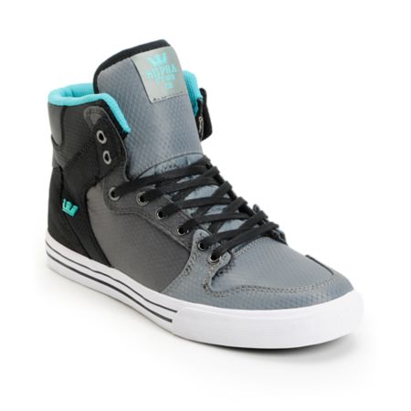 Supra Vaider Ripstop Tri-Tone Black, Grey & Teal Shoe