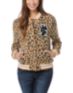 WeSC Girls Lakai Tan Leopard Print Fleece Varsity Jacket