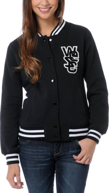 WeSC Girls Lakai Black Fleece Varsity Jacket