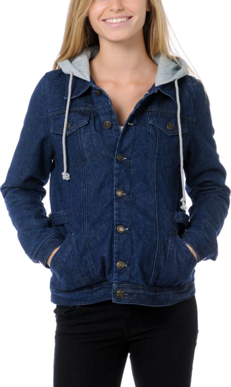 Stussy Girls Buffalo Hooded Jean Jacket