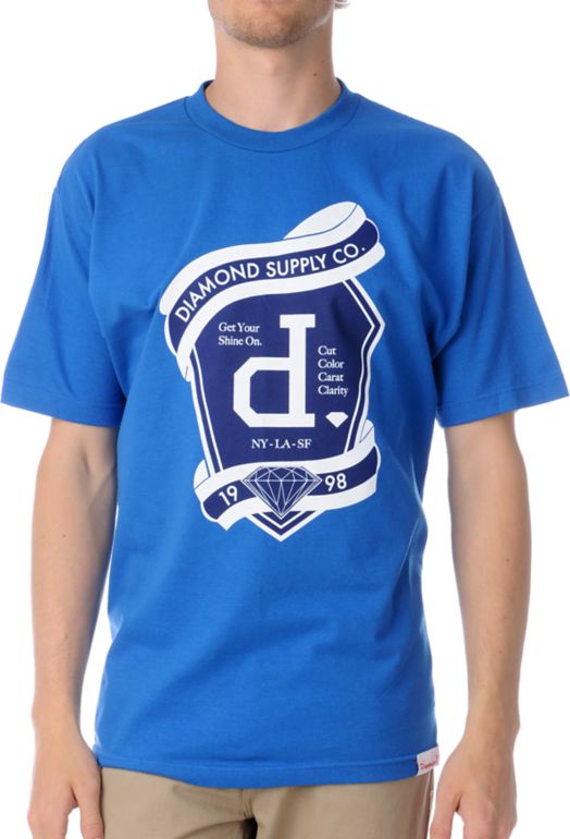 Diamond Supply Un Polo Emblem Blue Tee Shirt