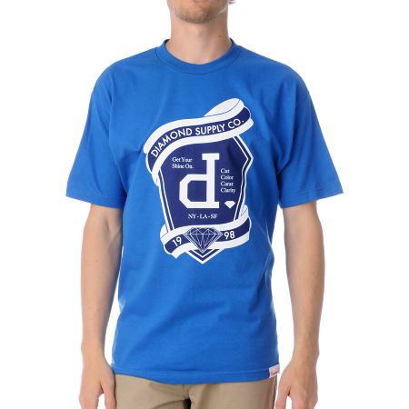 Diamond Supply Un Polo Emblem Blue Tee Shirt