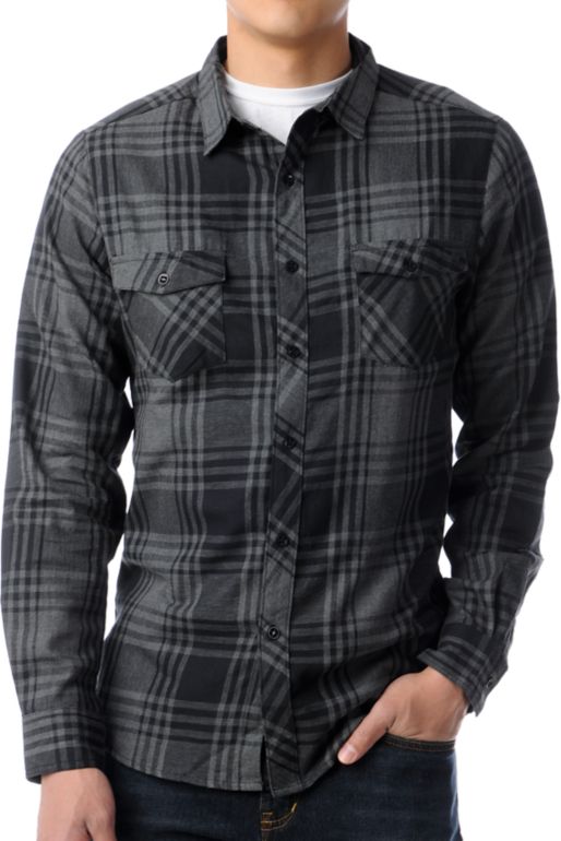 KR3W Rivers Grey Plaid Long Sleeve Button Up Shirt