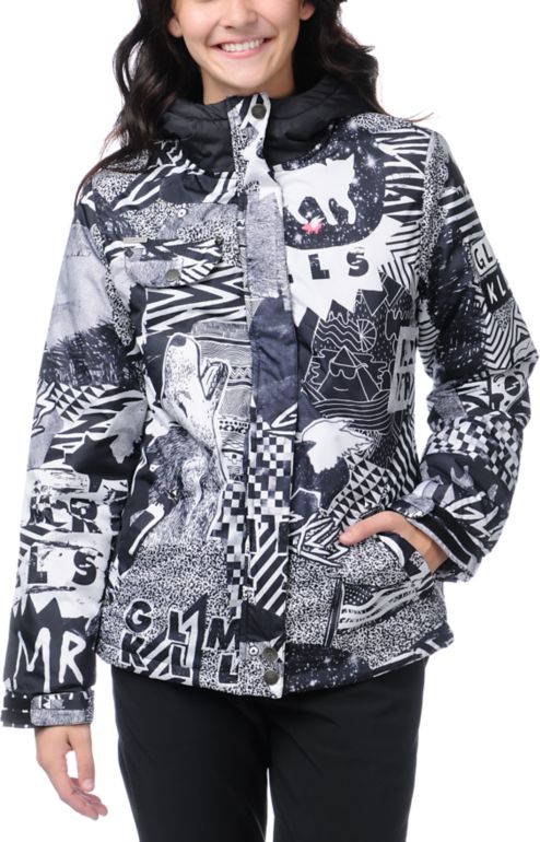 Glamour Kills Creeper Black & White Girls Snow Jacket