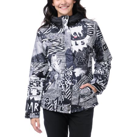 Glamour Kills Creeper Black & White Girls Snow Jacket