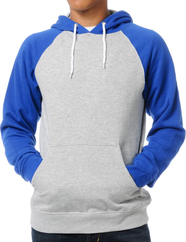 Zine Campus Grey & Blue Pullover Hoodie