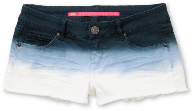 Tinsel Town Blue Dip Dye Ombre Cut Off Shorts