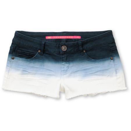 Tinsel Town Blue Dip Dye Ombre Cut Off Shorts