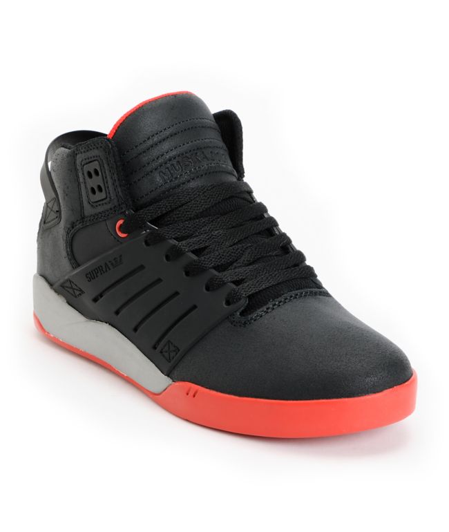 Supra Skytop III Black, Red & Grey Skate Shoe