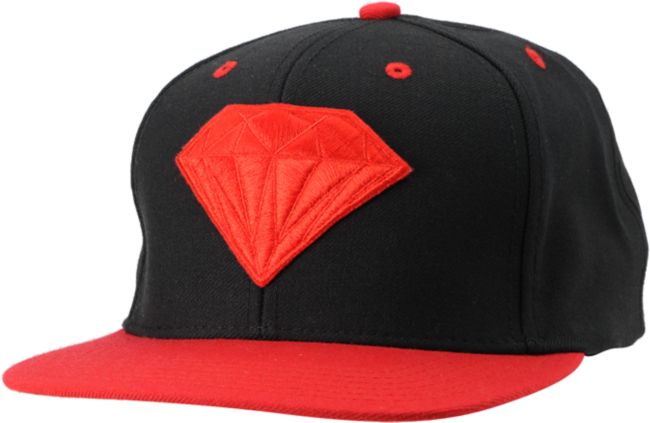 Diamond Supply Brilliant Black & Red Snapback Hat