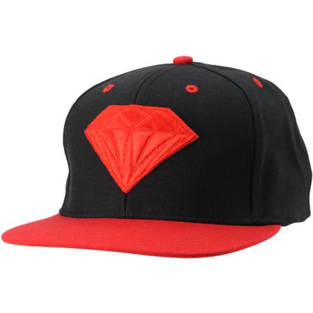 Diamond Supply Brilliant Black & Red Snapback Hat