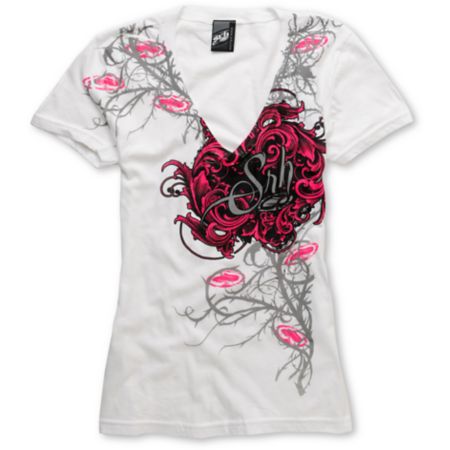 SRH Girls Scandalist White V-Neck Tee Shirt