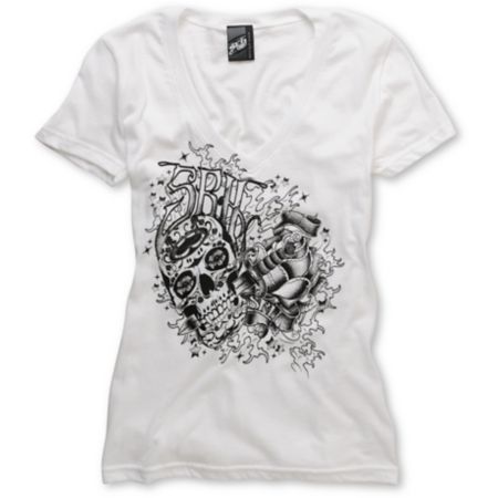SRH Girls Inked Up White V-Neck Tee Shirt
