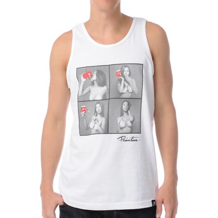 Primitive Alexis Red Cup Crew White Tank Top