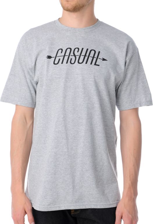Casual Industrees Arrow Logo Heather Grey Tee Shirt