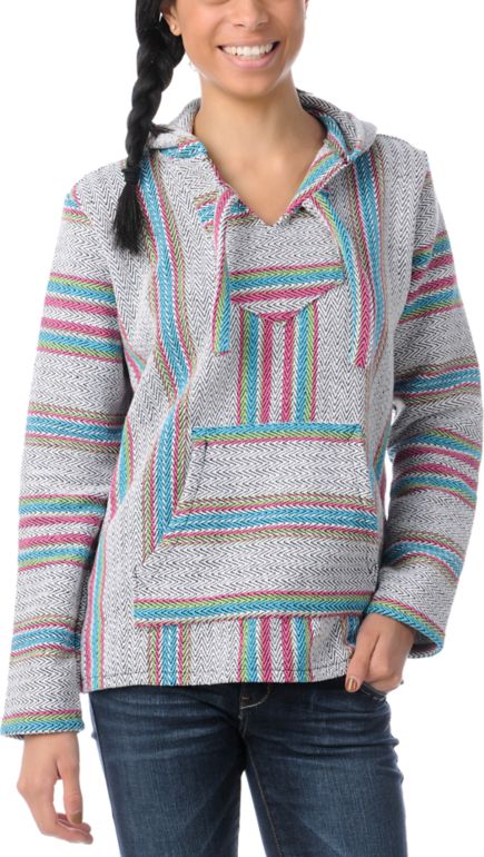 Senor Lopez Turquoise, Green & Pink Girls Poncho