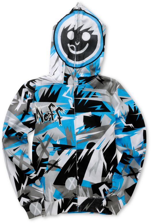 Neff Boys Jumbled Blue & Grey Full Zip Face Mask Hoodie