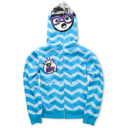 Neff Boys Yo Zig Blue Full Zip Face Mask Hoodie