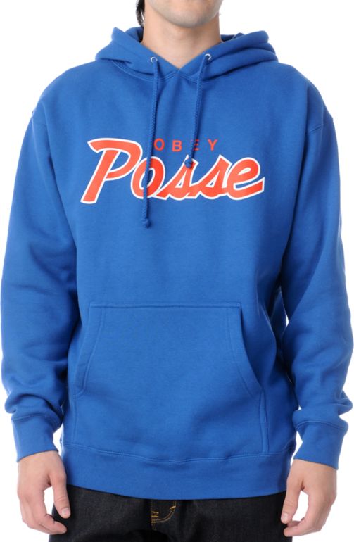 Obey Posse Script Royal & Red Pullover Hoodie