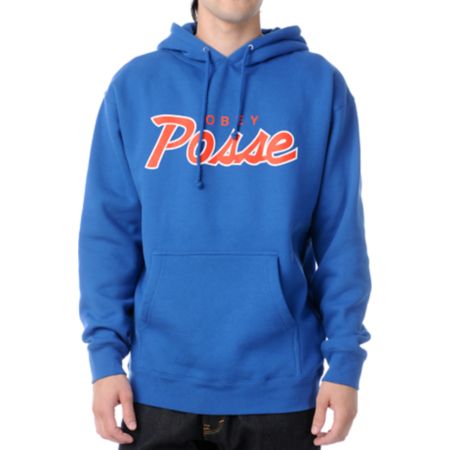 Obey Posse Script Royal & Red Pullover Hoodie