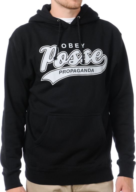 Obey Posse Script 2 Black Pullover Hoodie