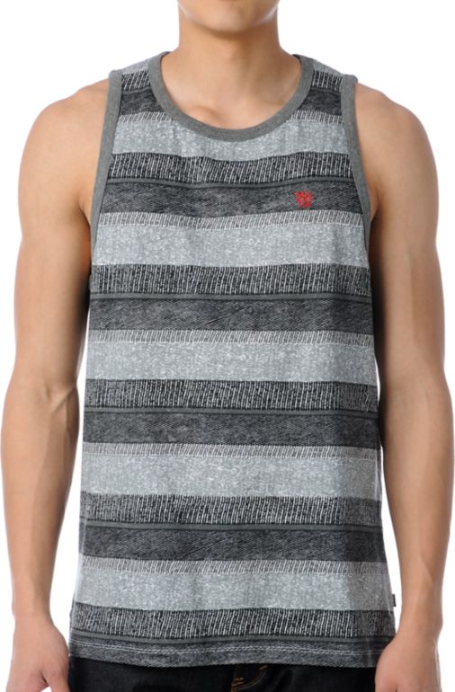Matix Knit-Knat Grey & Black Stripe Knit Tank Top