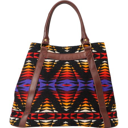 Pendleton Native Print Leather Tote Bag
