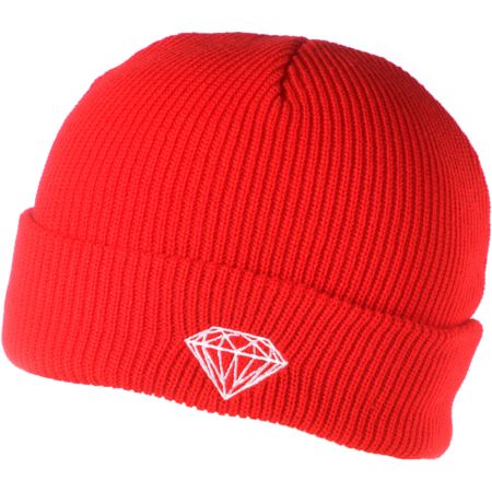 Diamond Supply Brilliant Red Fold Beanie